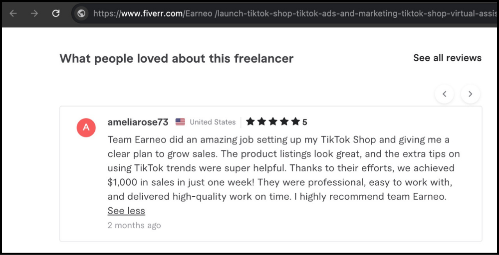 Client review from ameliarose73 · United States